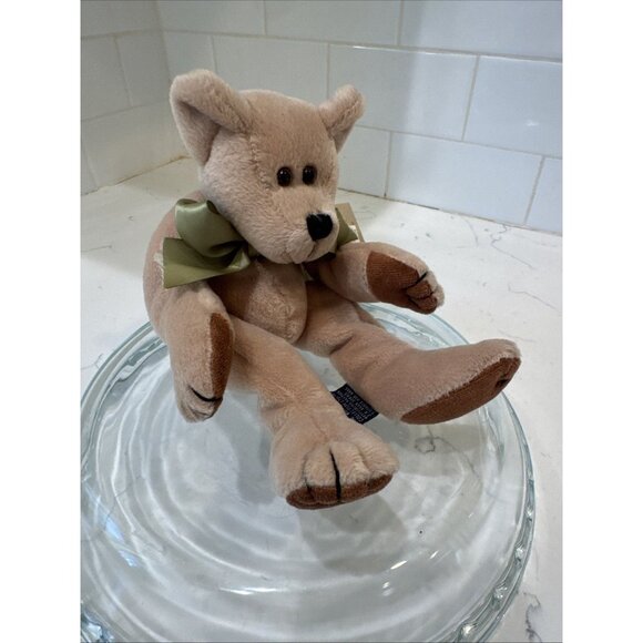 VTG Boyds Bears-J.B Bean 10” Bear Plush Beanie W/Green Bow 5-Way Jointed - Picture 2 of 12